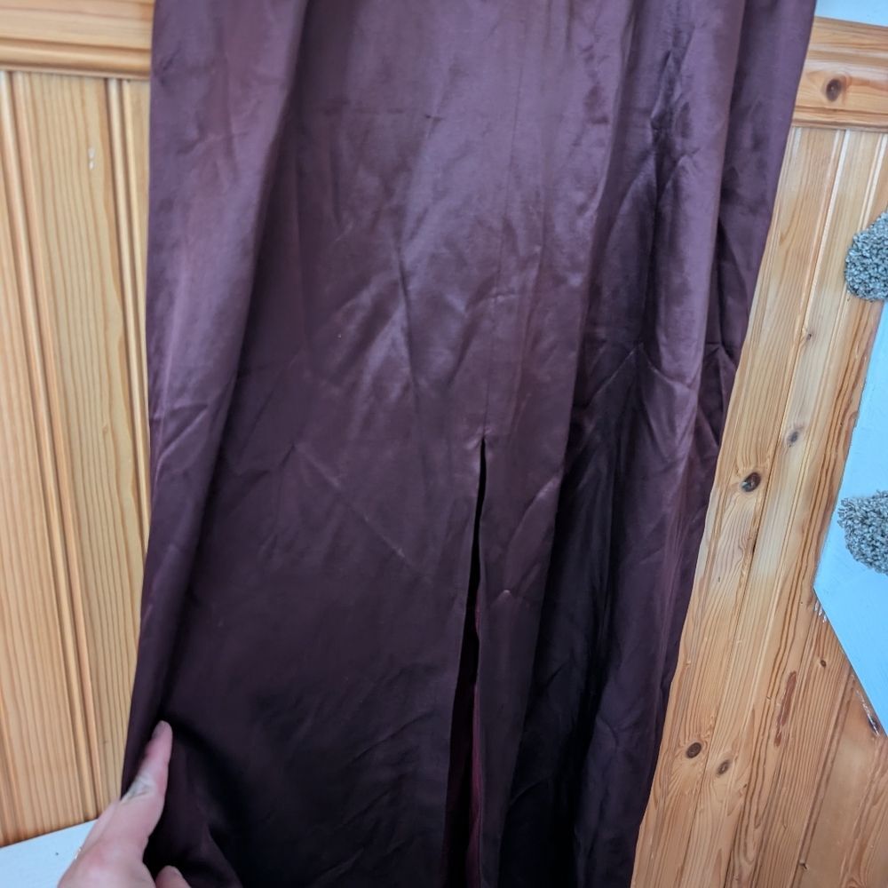 Vintage Laundry By Shelli Segal 1995 Embroidered Leaf Formal Burgundy Dress 10 - Picture 12 of 15